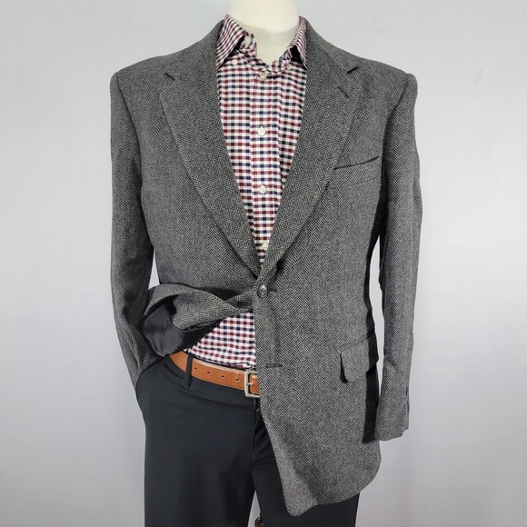ALLYN SAINT GEORGE Men's Tweed Sport Coat Blazer Two Button Herringbone‎ 40R